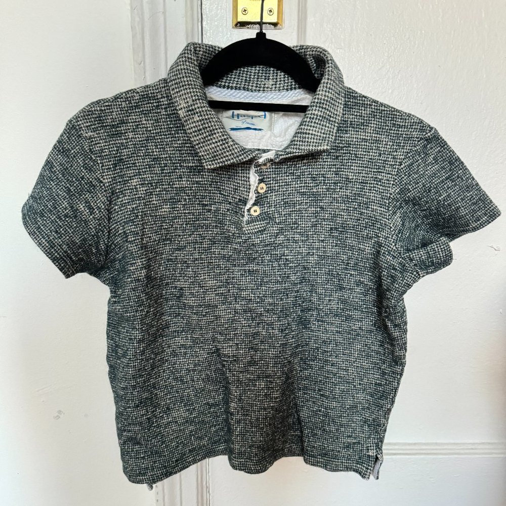 Haspel cotton/wool sweater crop top in gray blue, Size M